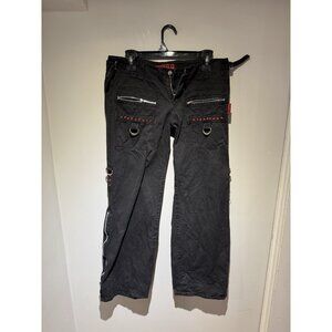 Vintage Tripp NYC Zipper Leg Open Pants Size 9 Black Red Y2K Grunge Metal Emo